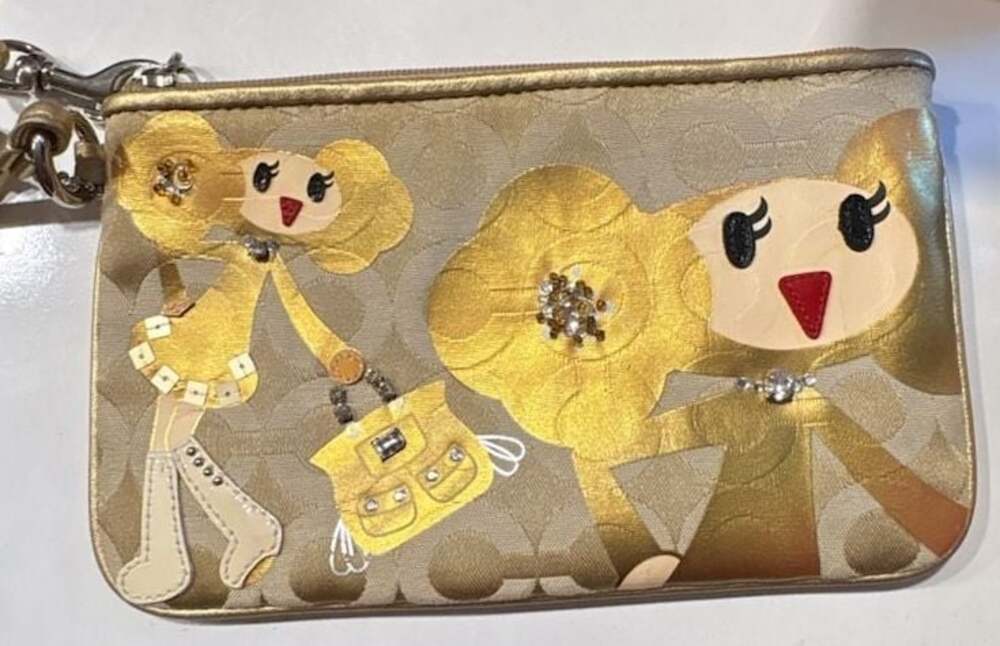 Coach Poppy Chan Goldy Signature Op Art Embellished Wristlet